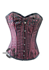 Red and Black Brocade Gothic Costume Overbust Corset Top